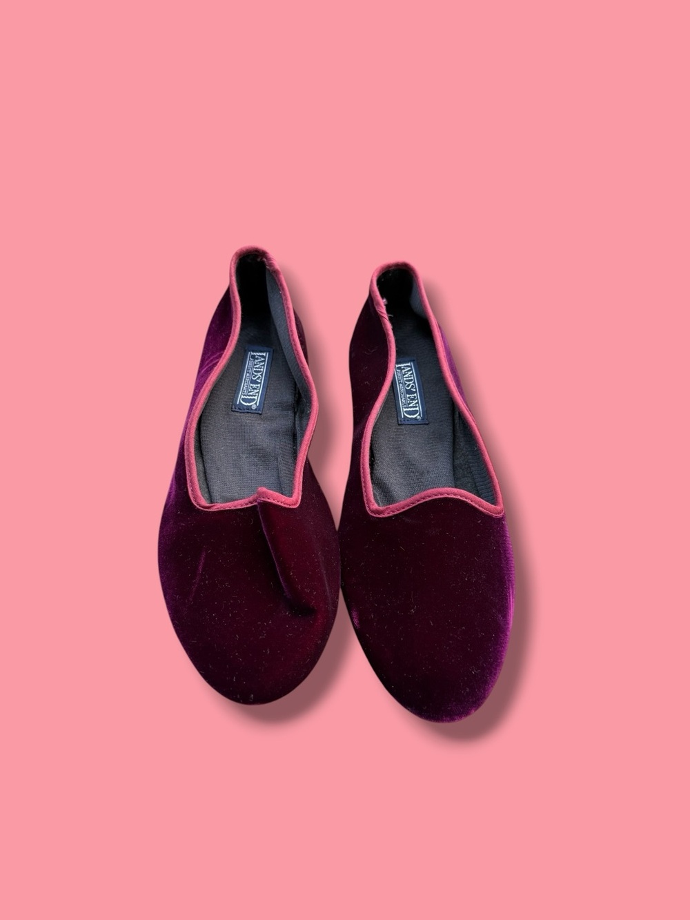 Lands' End Velvet Ballet Flats in Burgundy